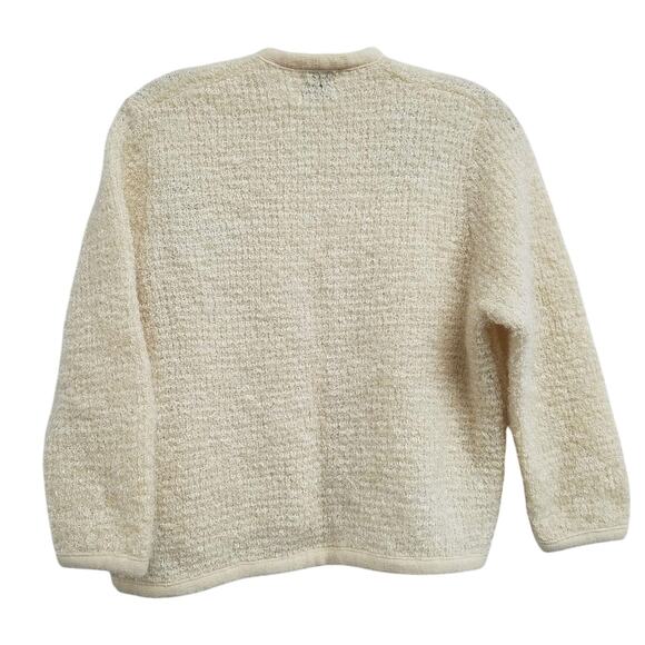 Vintage Ste. Laurent Embroidered Boucle Cardigan Sweater 1950s Cottagecore - Picture 3 of 3